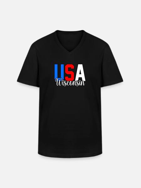 Usa Wisconsin Gift - Men's V-Neck T-Shirt - black