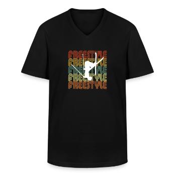 FREESTYLE - Men's V-Neck T-Shirt - black - Front - AI Model Male 178 dark (178cm)