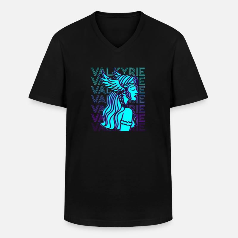 Valkyrie Wikinger Retro - Männer-T-Shirt mit V-Ausschnitt - Schwarz