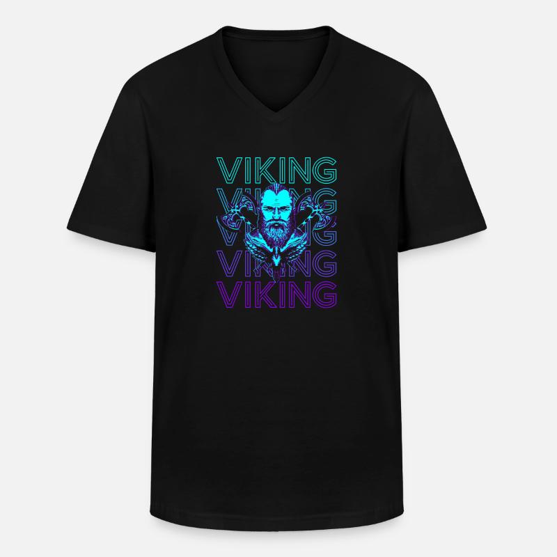 Wikinger Retro - Männer-T-Shirt mit V-Ausschnitt - Schwarz