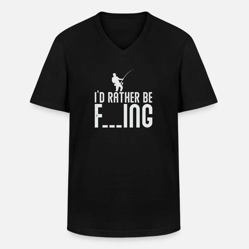 Angeln versuchen - Männer-T-Shirt mit V-Ausschnitt - Schwarz
