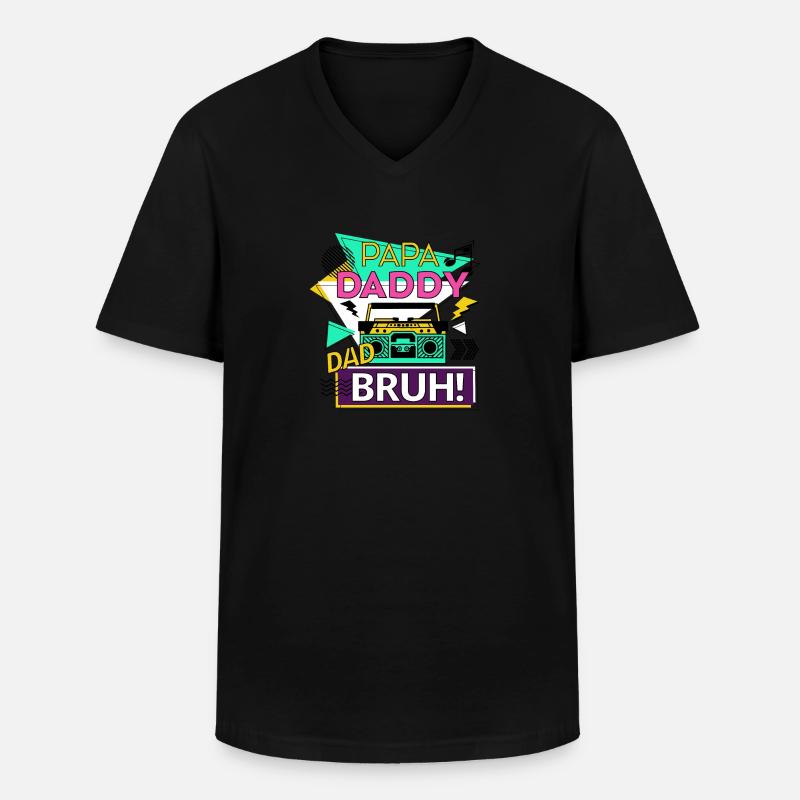 Papa Daddy Dad Bruh - Männer-T-Shirt mit V-Ausschnitt - Schwarz