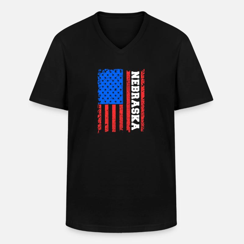 Nebraska Usa flaggen geschenk - Männer-T-Shirt mit V-Ausschnitt - Schwarz