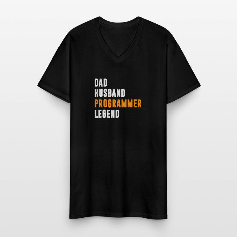 Dad Husband Programmer Legend Coder Coding Männer-T-Shirt mit V-Ausschnitt
