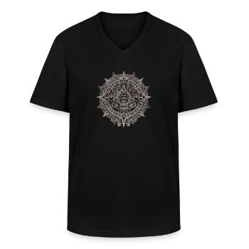 Calendrier solaire aztèque Pierre de soleil aztèque - T-shirt col V Homme - noir - Devant - AI Model Male 178 dark (178cm)