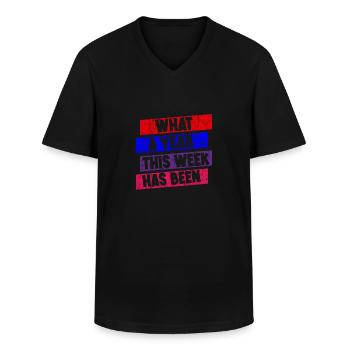 Quelle année cette semaine a été 3 - T-shirt col V Homme - noir - Devant - AI Model Male 178 dark (178cm)