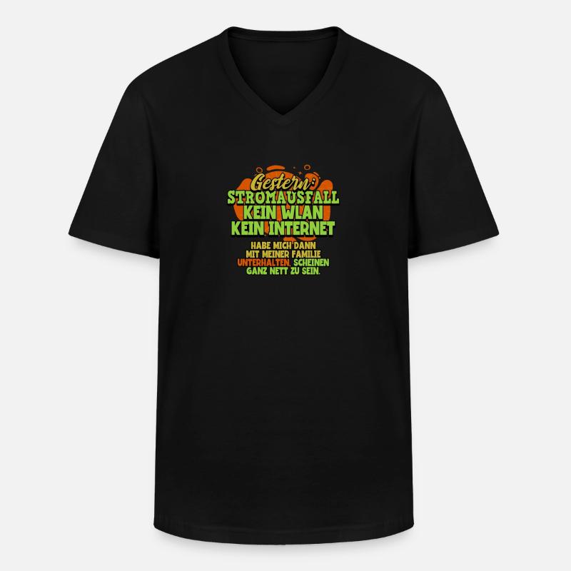 Gestern Stromausfall Zocken Gaming - Männer-T-Shirt mit V-Ausschnitt - Schwarz