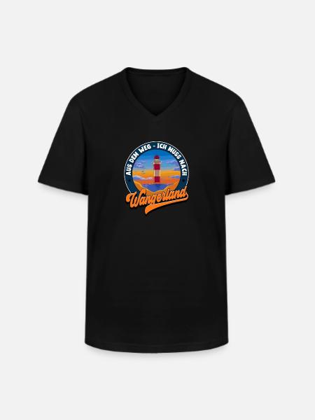 Wangerland - Männer-T-Shirt mit V-Ausschnitt - Schwarz