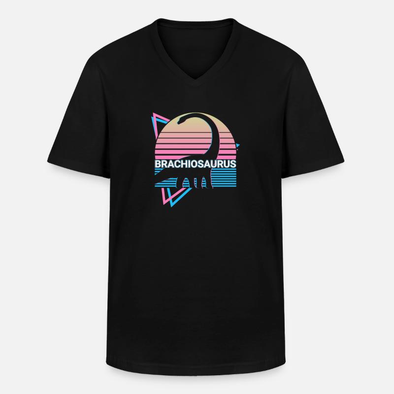 Brachiosaurus Dinosaurier Retro - Männer-T-Shirt mit V-Ausschnitt - Schwarz