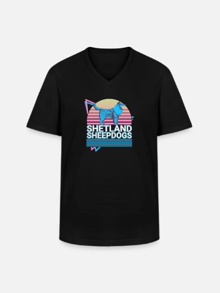 Shetland Sheepdogs Retro - Men's V-Neck T-Shirt - black