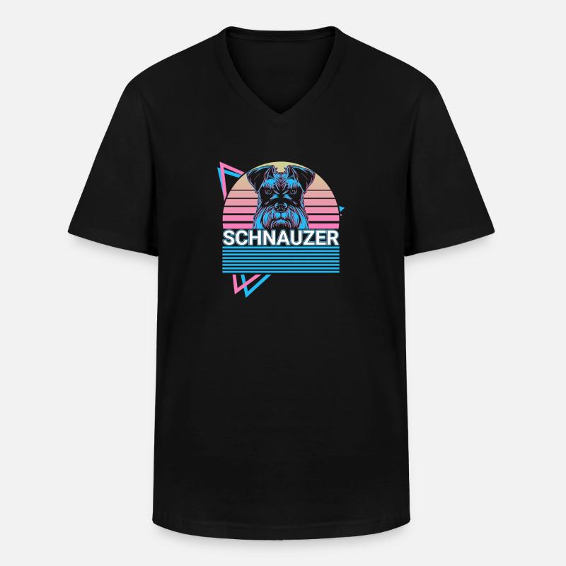 Schnauzer Retro - Männer-T-Shirt mit V-Ausschnitt - Schwarz