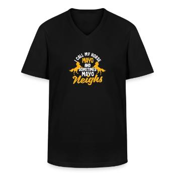 Mayonnaise J’appelle mon cheval mayo et parfois - T-shirt col V Homme - noir - Devant - AI Model Male 178 dark (178cm)
