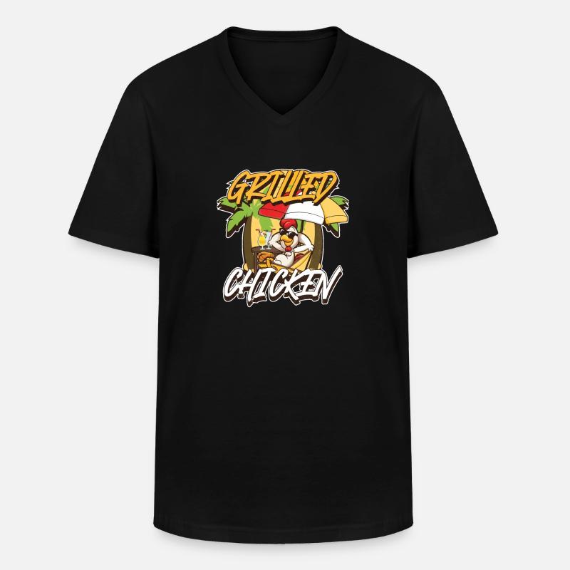Grilled Chicken - Männer-T-Shirt mit V-Ausschnitt - Schwarz