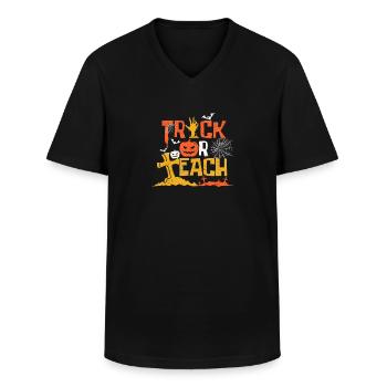 Cute Halloween Teacher School Classroom - Men's V-Neck T-Shirt - black - Front - AI Model Male 178 dark (178cm)