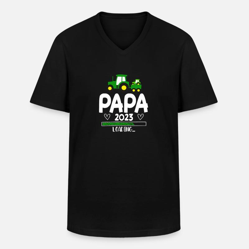 Papa 2023 Loading - Männer-T-Shirt mit V-Ausschnitt - Schwarz