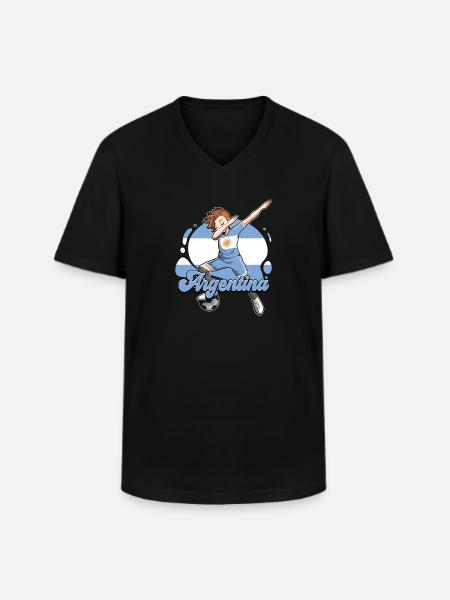 Argentinien Fußball - Männer-T-Shirt mit V-Ausschnitt - Schwarz