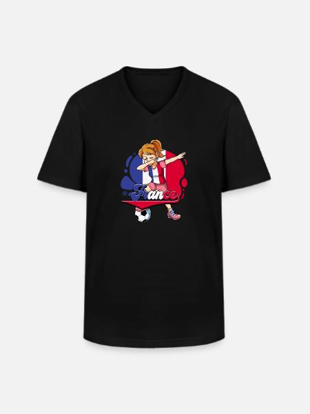 Frankreich Fußball - Männer-T-Shirt mit V-Ausschnitt - Schwarz