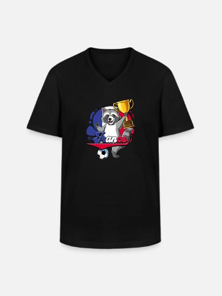 Frankreich Fußball - Männer-T-Shirt mit V-Ausschnitt - Schwarz