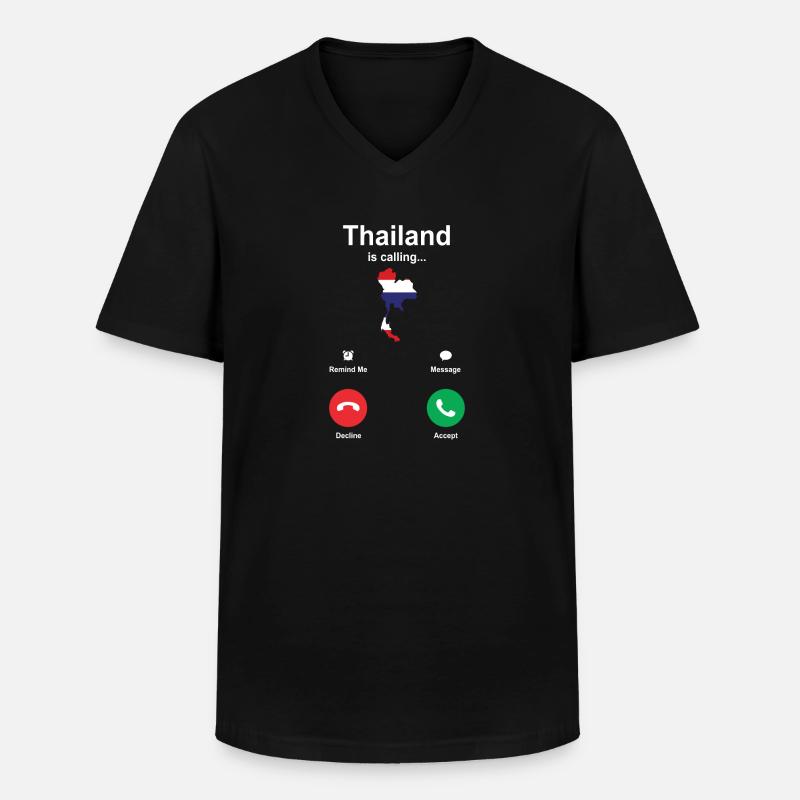 Thailand Ruft Geschenk An - Männer-T-Shirt mit V-Ausschnitt - Schwarz