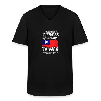 Taiwan - T-shirt col V Homme - noir - Devant - AI Model Male 178 dark (178cm)