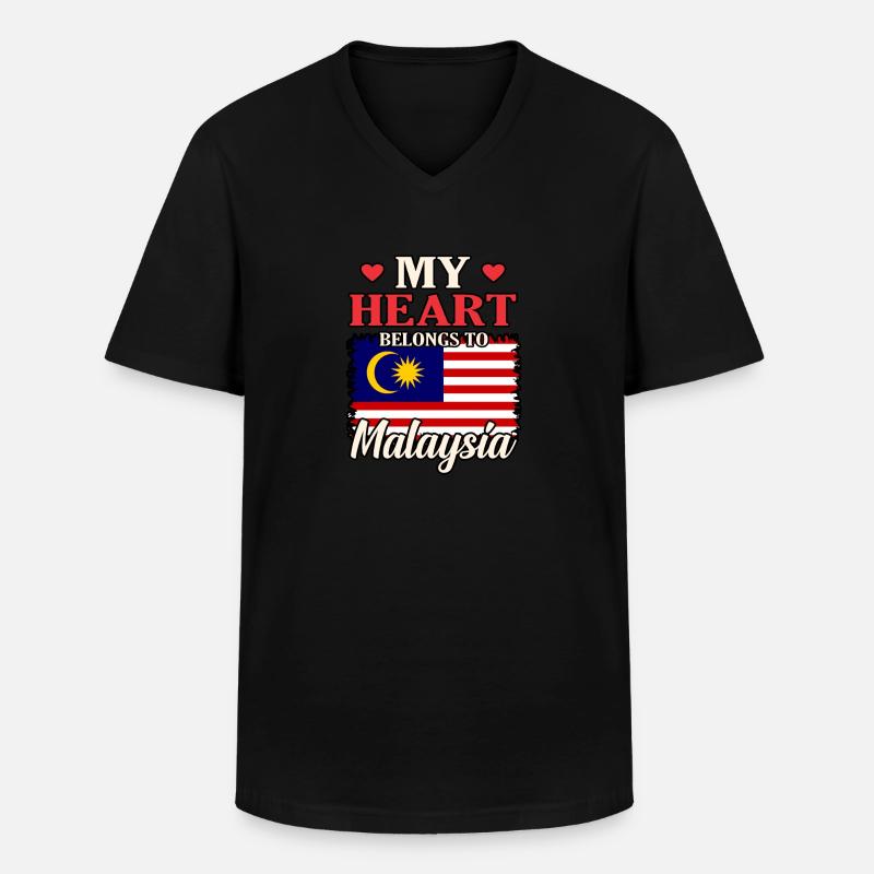 Malaysia - Männer-T-Shirt mit V-Ausschnitt - Schwarz