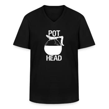 Kaffeeliebhaber Topfkopf - Männer-T-Shirt mit V-Ausschnitt - Schwarz - Vorne - AI Model Male 178 dark (178cm)