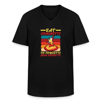 Eat Spaghetti To Forgetti Your Regretti 4 - Männer-T-Shirt mit V-Ausschnitt - Schwarz - Vorne - AI Model Male 178 dark (178cm)