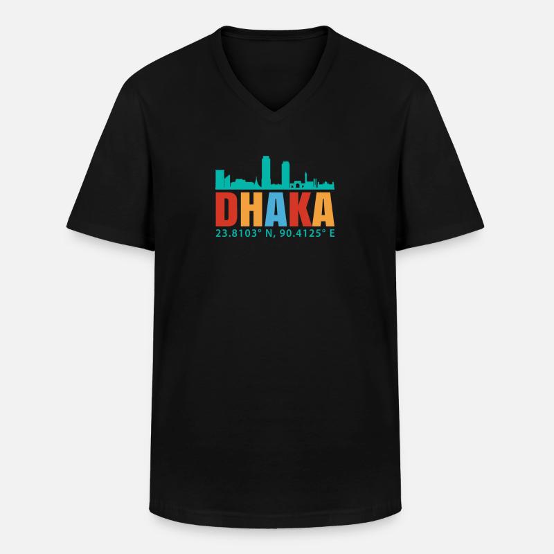 Dhaka - Männer-T-Shirt mit V-Ausschnitt - Schwarz