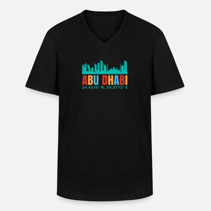 Abu Dhabi - Männer-T-Shirt mit V-Ausschnitt - Schwarz