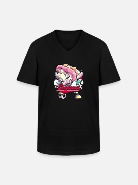 England Fußball - Männer-T-Shirt mit V-Ausschnitt - Schwarz
