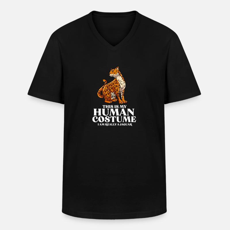 Jaguar Geschenkidee - Männer-T-Shirt mit V-Ausschnitt - Schwarz