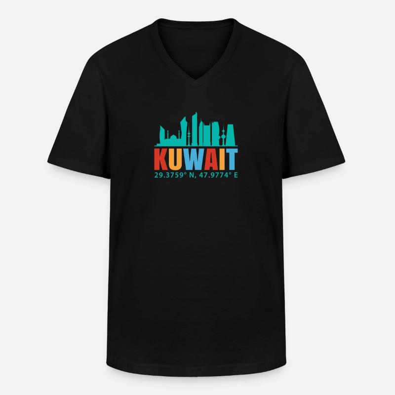Kuwait - Männer-T-Shirt mit V-Ausschnitt - Schwarz