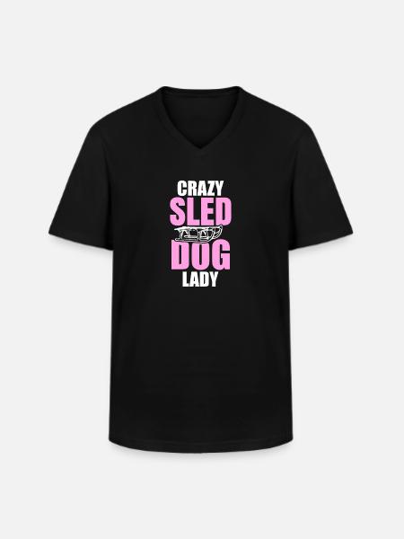 Damen Crazy Schlittenhund Lady - Männer-T-Shirt mit V-Ausschnitt - Schwarz
