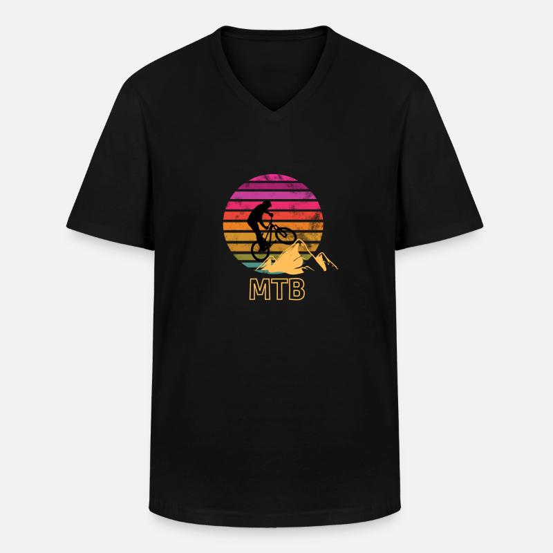 MTB-Biker - Männer-T-Shirt mit V-Ausschnitt - Schwarz