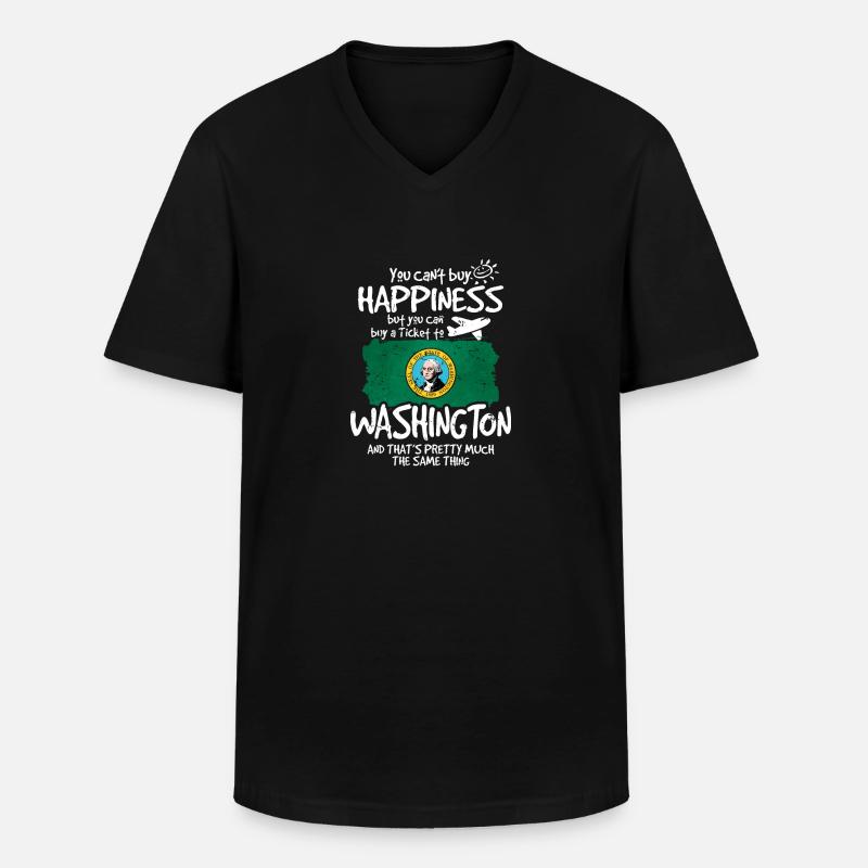 Washington - Männer-T-Shirt mit V-Ausschnitt - Schwarz
