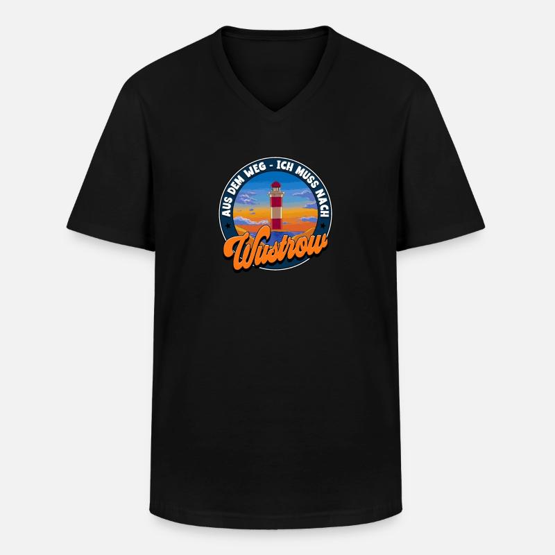 Wustrow - Männer-T-Shirt mit V-Ausschnitt - Schwarz