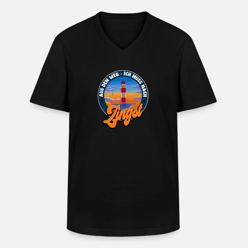 Zingst - Männer-T-Shirt mit V-Ausschnitt - Schwarz