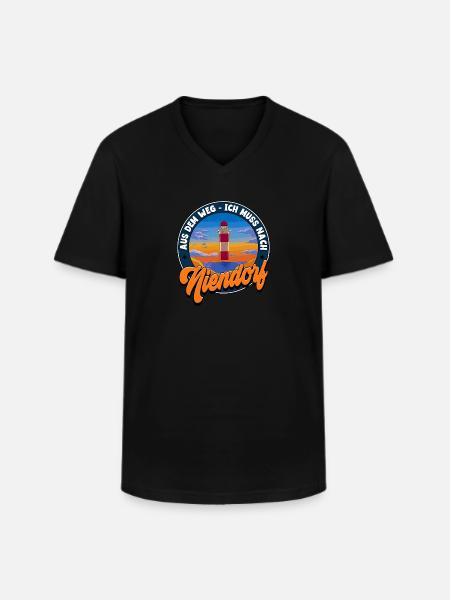 Niendorf - Männer-T-Shirt mit V-Ausschnitt - Schwarz