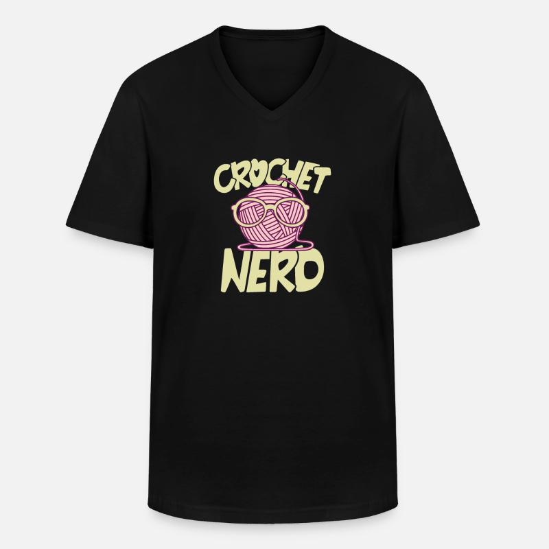 Häkel Nerd - Männer-T-Shirt mit V-Ausschnitt - Schwarz