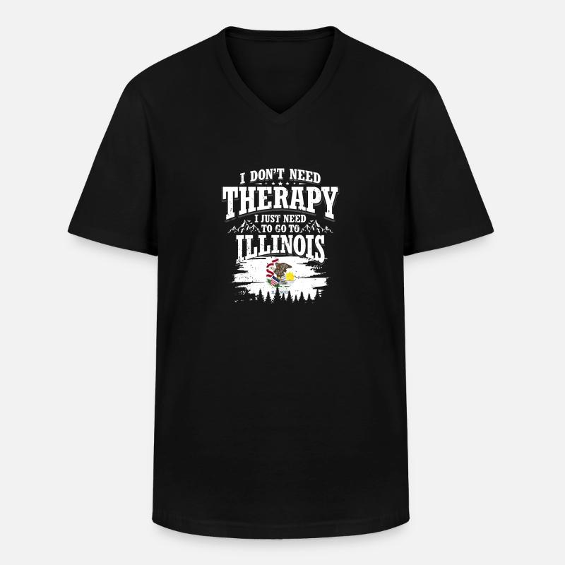 Illinois - Männer-T-Shirt mit V-Ausschnitt - Schwarz