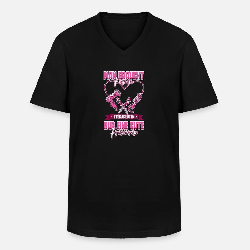 Friseurin - Männer-T-Shirt mit V-Ausschnitt - Schwarz