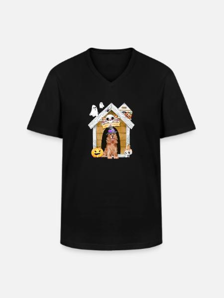 Halloween Cocker Spaniel Dog Witch - Men's V-Neck T-Shirt - black