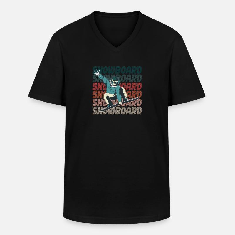 Snowboard - Männer-T-Shirt mit V-Ausschnitt - Schwarz