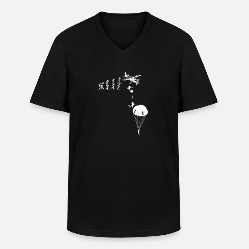 Fallschirmspringer Evolution Fallschirm Extremspor - Männer-T-Shirt mit V-Ausschnitt - Schwarz