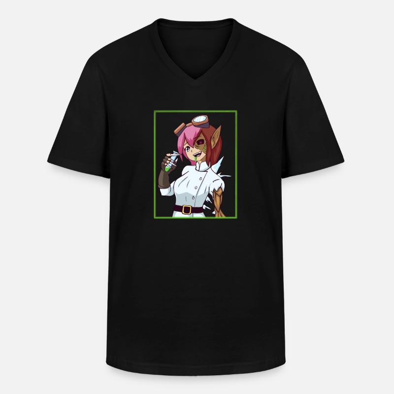 Biopunk Anime-Mädchen Biopunk-Ästhetik - Männer-T-Shirt mit V-Ausschnitt - Schwarz