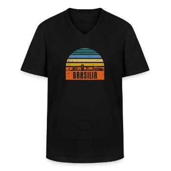 Brasilia Skyline Cadeau - T-shirt col V Homme - noir - Devant - AI Model Male 178 dark (178cm)