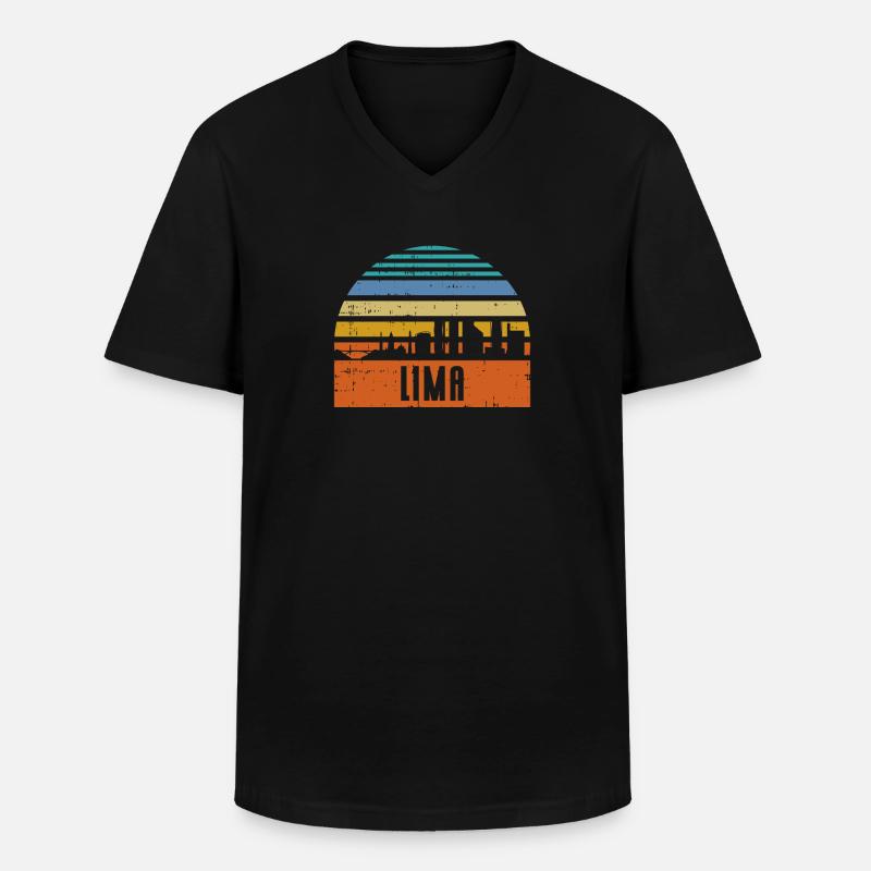 Lima Peru Skyline - Männer-T-Shirt mit V-Ausschnitt - Schwarz