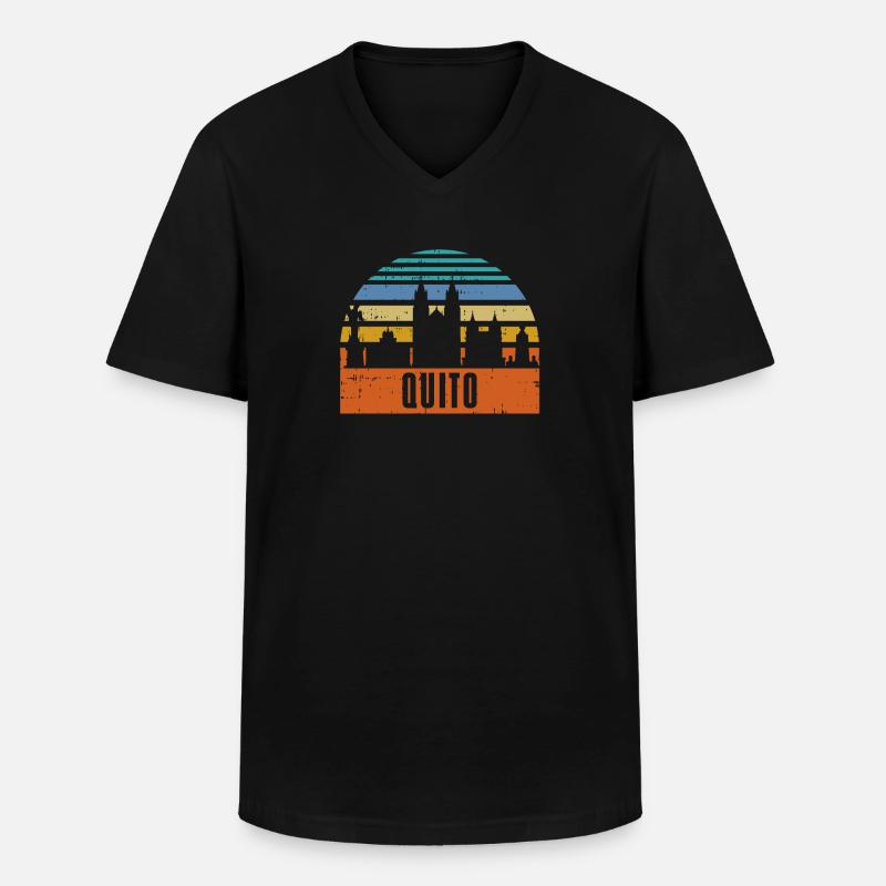 Quito Ecuador Skyline Geschenk - Männer-T-Shirt mit V-Ausschnitt - Schwarz