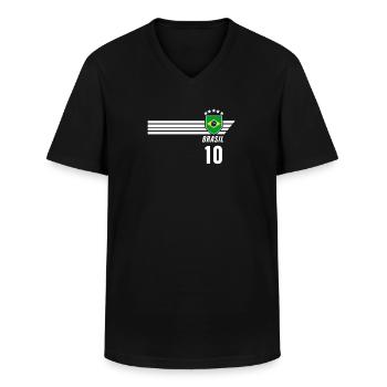 Brazil Brazilian Seleção Football Fan Jersey - Men's V-Neck T-Shirt - black - Front - AI Model Male 178 dark (178cm)