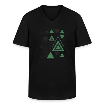Triangles Minimalist Geometry Black Abstract Green - Men's V-Neck T-Shirt - black - Front - AI Model Male 178 dark (178cm)